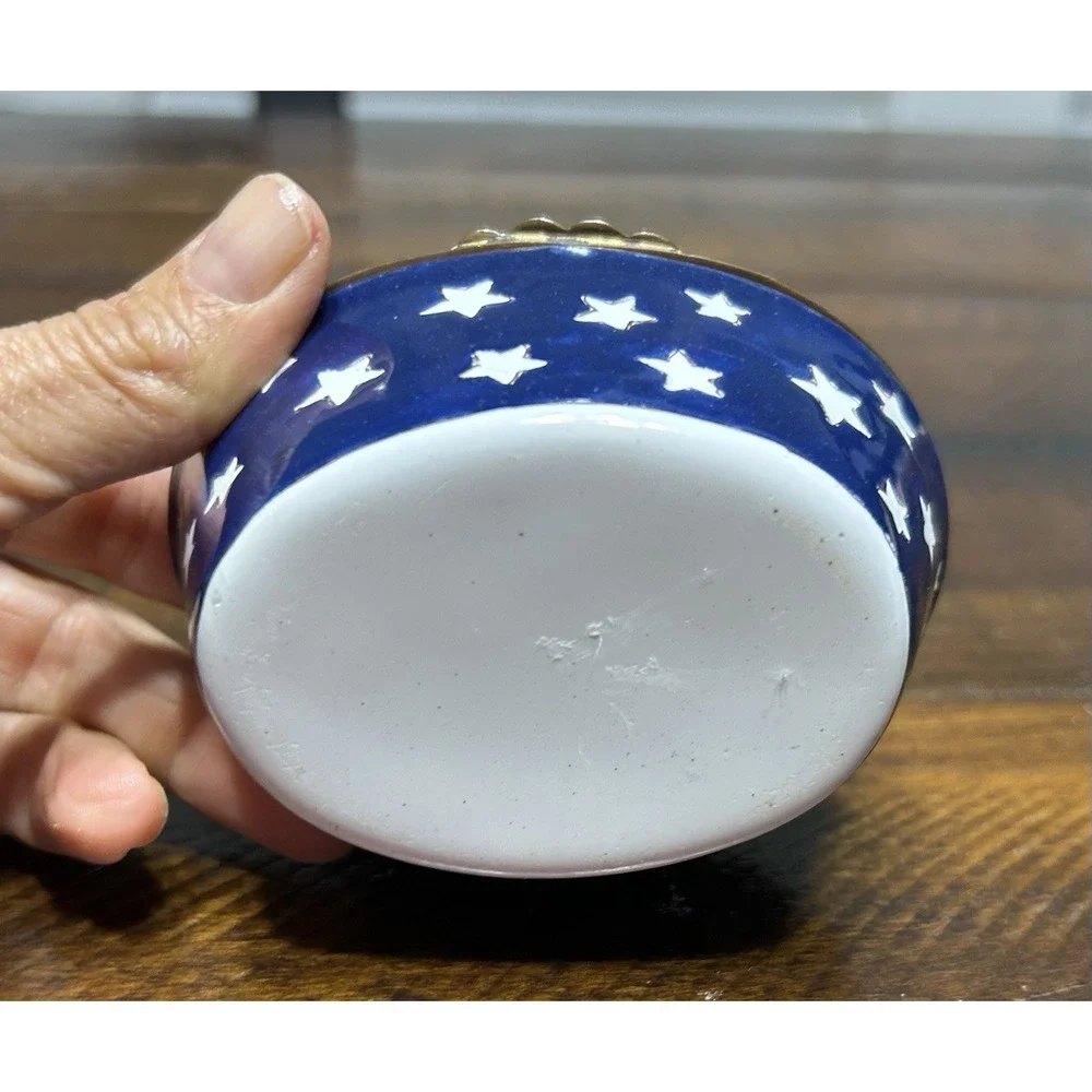 Vintage Hinged Trinket Box Cloisonne Enamel Moon Stars Celestial‎ Numbered